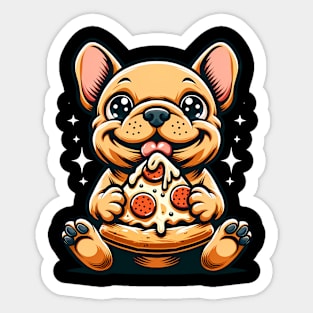 Cute French Bulldog with Pizza Sticker
